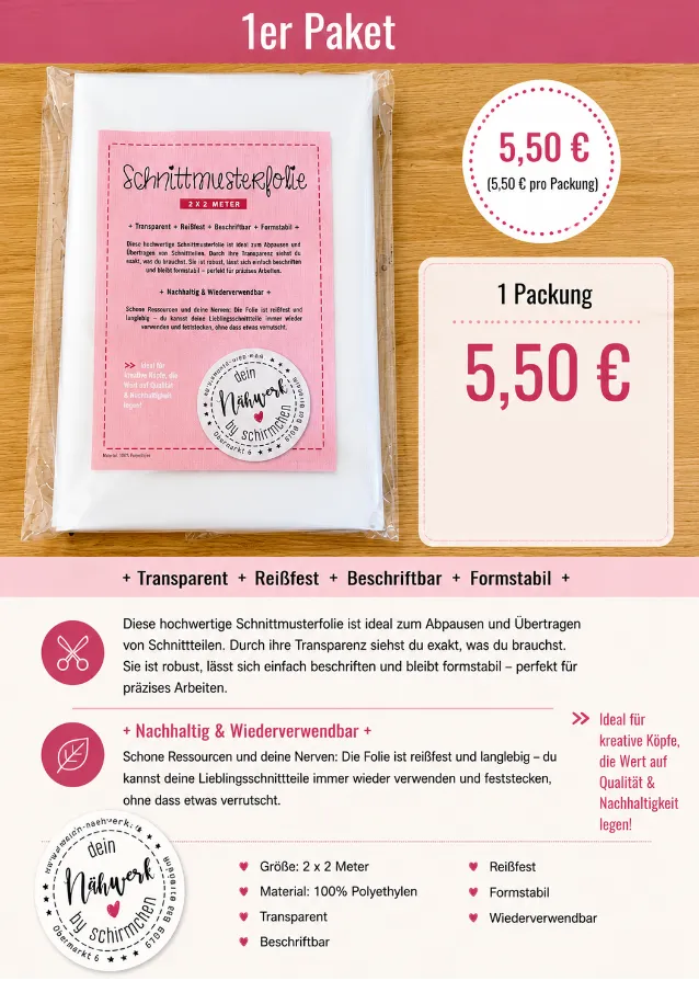 Schnittmusterfolie-1er-Paket
